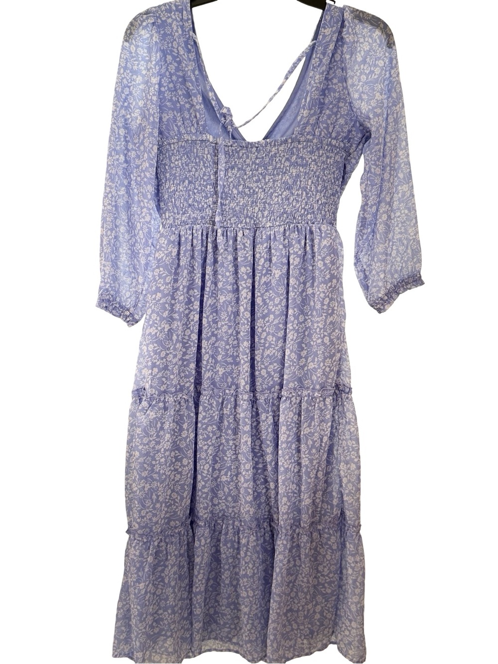 NWT Sincerely Jules Light Blue Floral Tiered Maxi Dress - Lightweight V-Neck